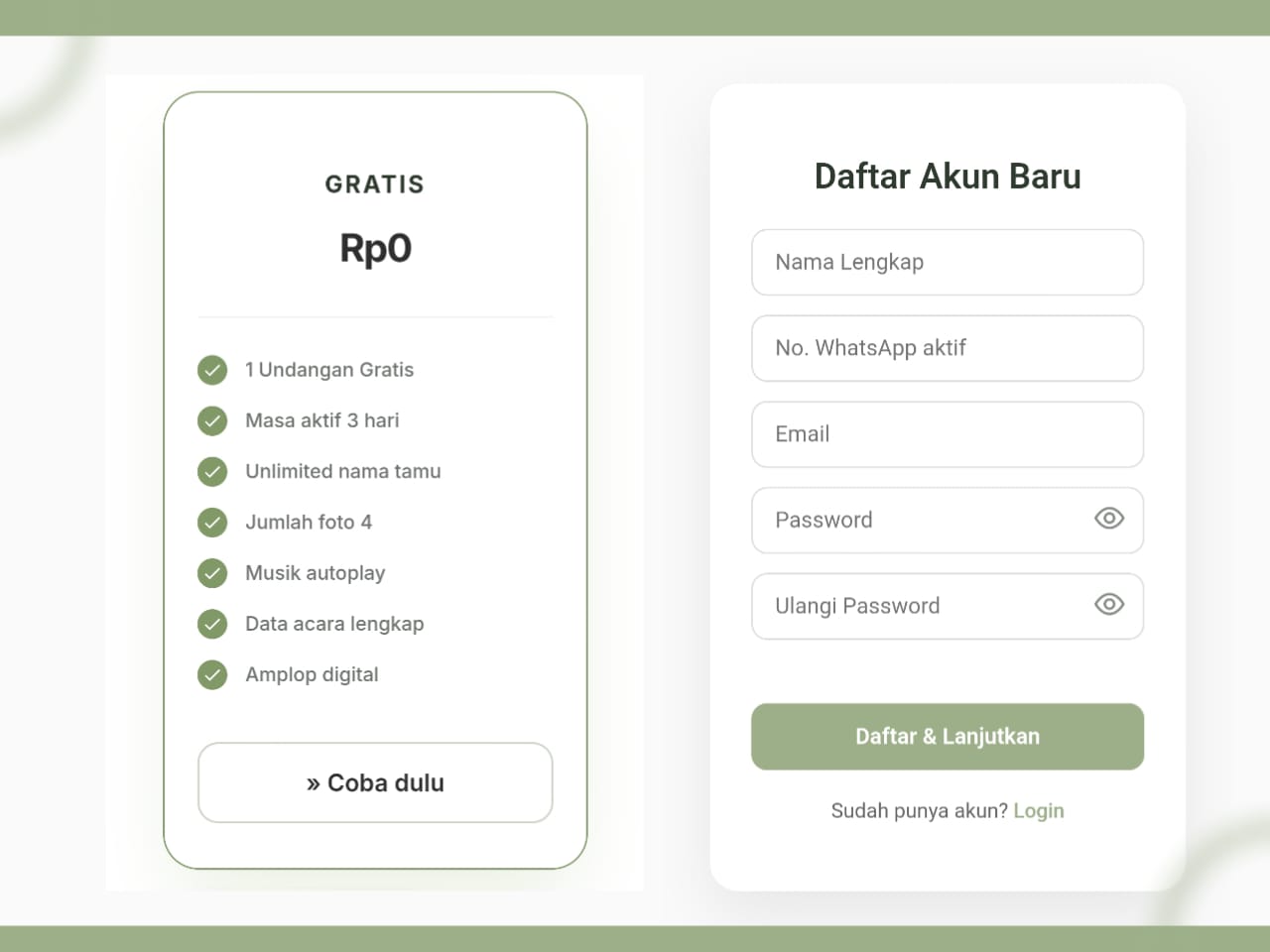 Cara Daftar Akun untuk membuat Undangan Digital Gratis di Momenlink